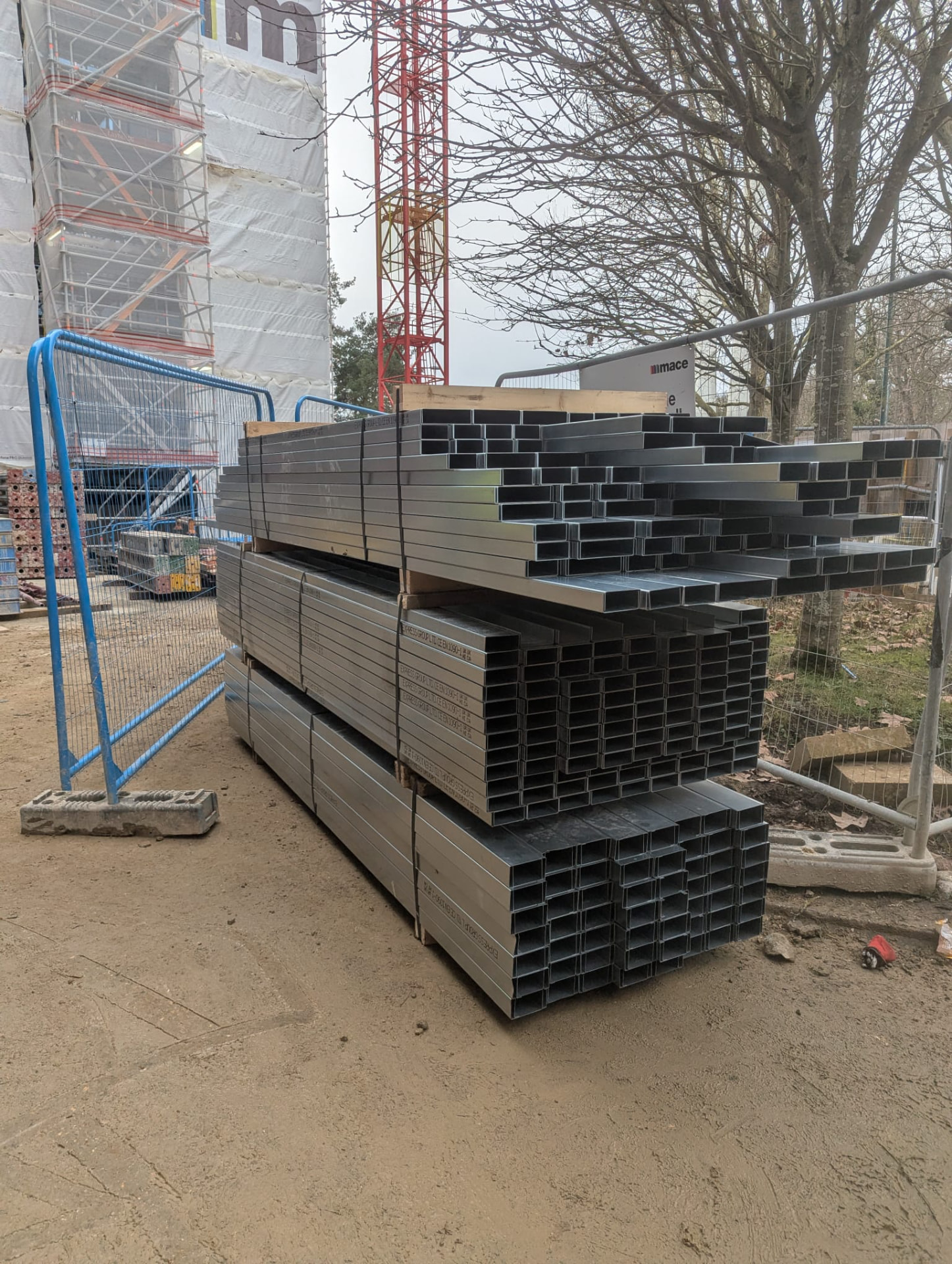 Steel sections delivered to a London construction site